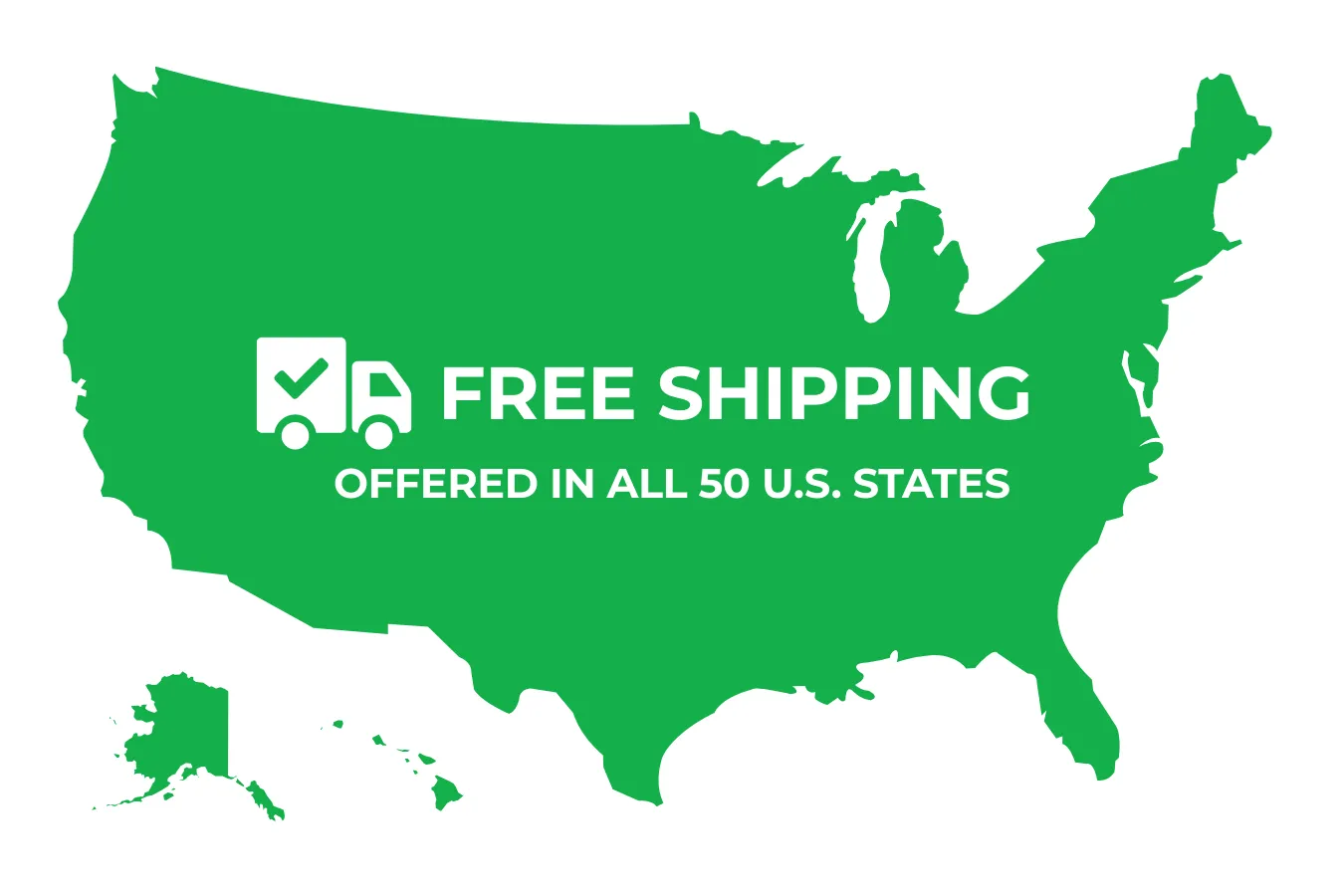 Free shipping offered in all 50 U.S. States